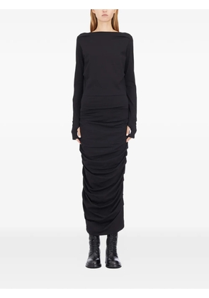 Nostra Santissima long-sleeves gathered midi dress - Black