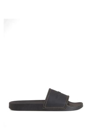 Woolrich contrasting-stitching logo slide sandals - Black