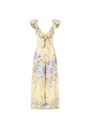 Camilla tie-front frill-sleeve jumpsuit - Yellow