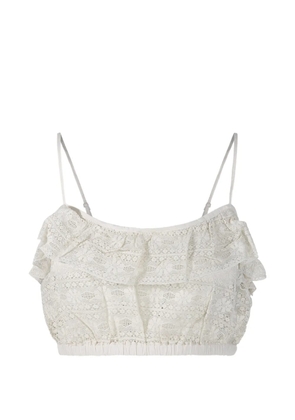 Antik Batik ruffled lace top - Neutrals