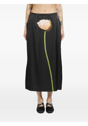 Simone Rocha poppy-motif pencil skirt - Black
