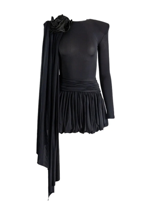 Vaquera floral-appliqué pleated dress - Black