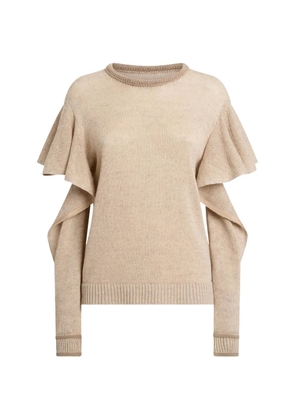 Moschino ruffled-sleeves knitted jumper - Neutrals