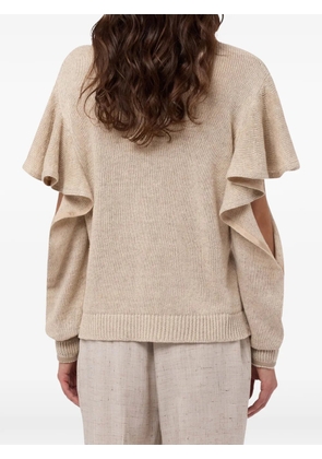 Moschino ruffled-sleeves knitted jumper - Neutrals