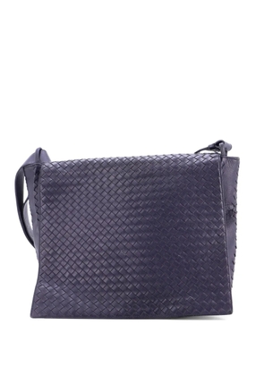 Bottega Veneta Pre-Owned Square Flap Messenger Bag Leather with Intrecciato Nappa Large crossbody bag - Blue