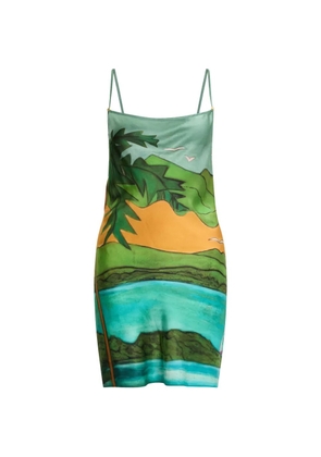 Donde Esteban magdalena-print silk mini dress - Green