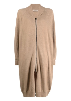 FEAR OF GOD ESSENTIALS logo patch zip-up cardi-coat - Neutrals