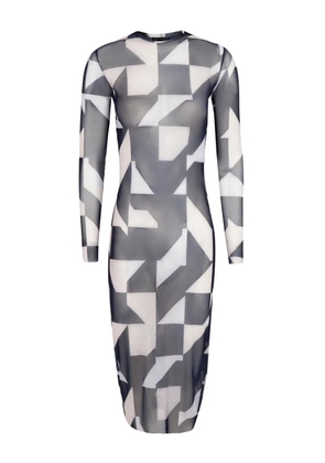 Lenny Niemeyer geometric-print mesh dress - White