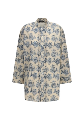 R13 pleated-detail floral-print shirt - Neutrals
