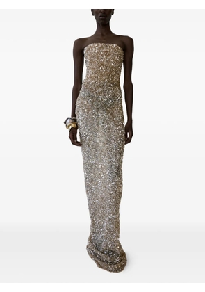 The New Arrivals Ilkyaz Ozel Isis strapless maxi dress - Gold