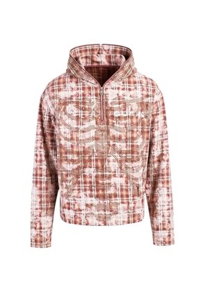 GUAPI plaid skeleton stud hoodie - Red