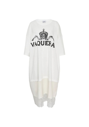 Vaquera lace-trim T-shirt dress - White