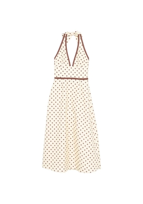 Posse Bowie polka-dot V-neck midi dress - Neutrals