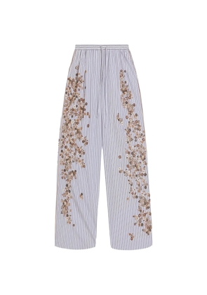 Dolce & Gabbana striped poplin trousers with flower embroidery - Purple