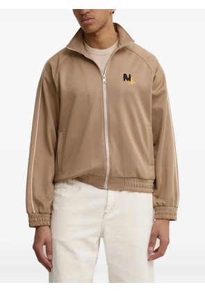 MSGM embroidered-logo zip-up sweatshirt - Neutrals
