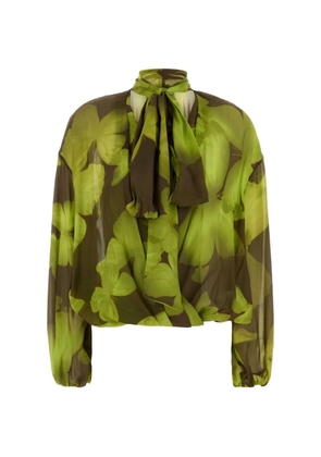 Blumarine print tie-neck blouse - Brown