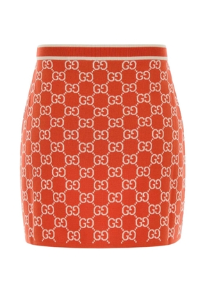 Gucci embroidered cotton mini skirt - Orange