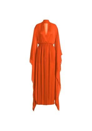 Alberta Ferretti V-neck long-sleeve maxi dress - Orange