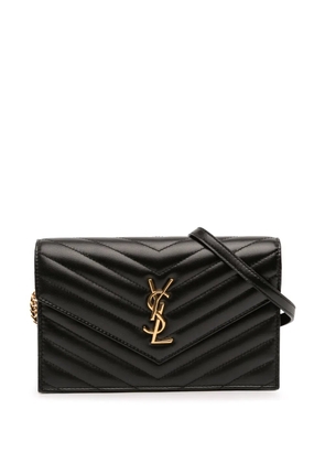 Saint Laurent Pre-Owned 2004 Chevron Leather Cassandre Envelope Chain Wallet crossbody bag - Black
