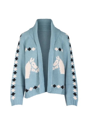 The Great. horse pattern cardigan - Blue