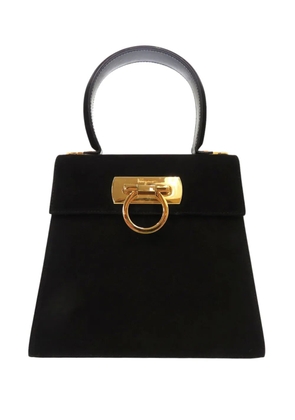 Ferragamo Pre-Owned 1990-2010 Small Suede Gancini Iconic Top Handle Bag satchel - Black
