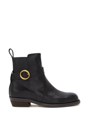 Odissì Ornella ankle strap buckle leather boots - Black