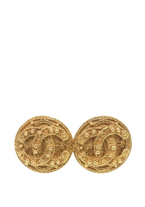 CHANEL Pre-Owned 2004 CC Gold Plated Round Clip On Earrings costume earrings