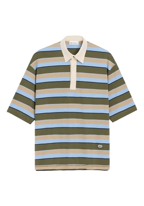 AMI Paris striped Ami-patch polo shirt - Green