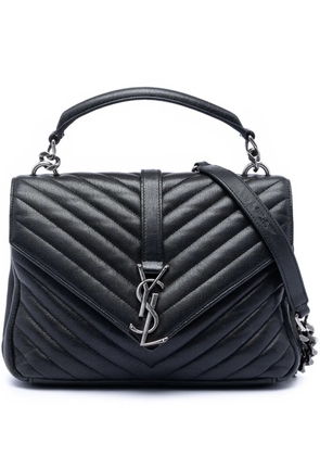 Saint Laurent Pre-Owned 2016 Medium Chevron Sheepskin Monogram College satchel - Black