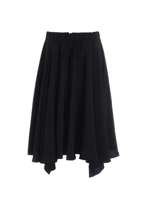 Y's asymmetric-hem flared midi skirt - Black