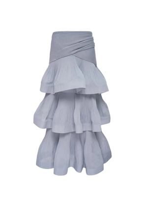 ZIMMERMANN pleated tiered midi skirt - Blue