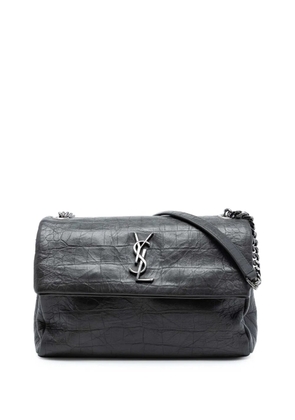 Saint Laurent Pre-Owned 2016 Medium Croc Embossed Calfskin Monogram West Hollywood crossbody bag - Black