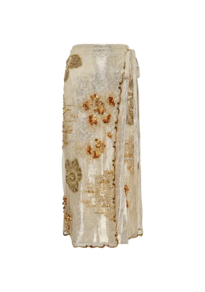 Biyan sequin-embellished tulle skirt - Neutrals