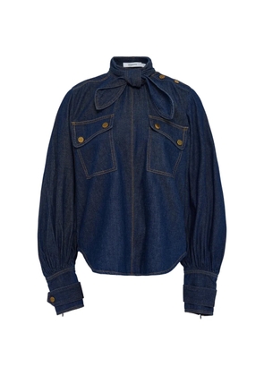 ZIMMERMANN bow-detail cargo-pockets denim blouse - Blue