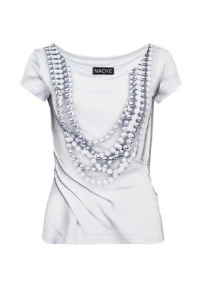 Hache pearl-print T-shirt - White