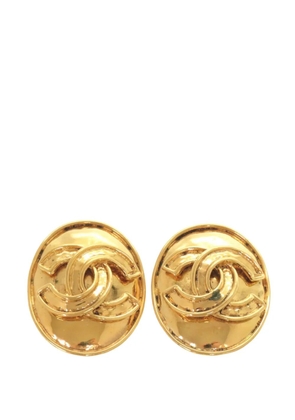 CHANEL Pre-Owned 1994 Gold Plated CC Oval Clip On Earrings costume earrings