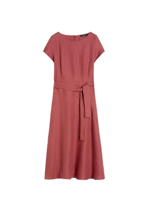 Max Mara belted linen midi dress - Red