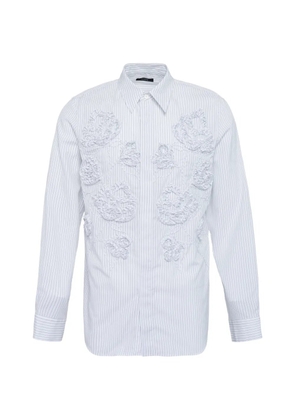 Taakk floral-appliqué striped shirt - White