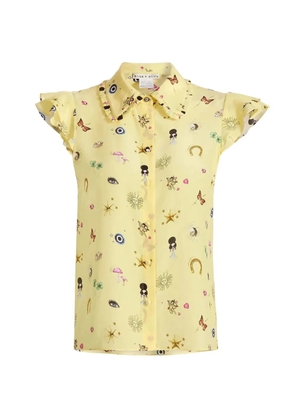 alice + olivia ruffled printed top - Yellow