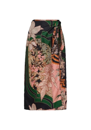 Biyan mix-print midi skirt - Black