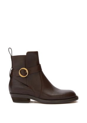 Odissì Ornella ankle strap buckle leather boots - Brown