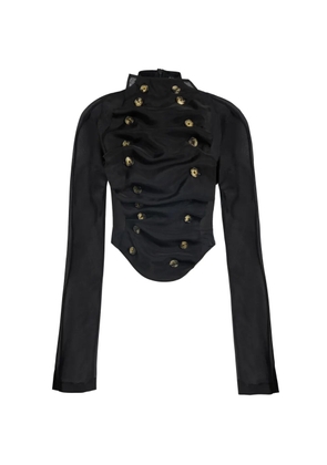 A.W.A.K.E. Mode bib-front structured blouse - Black