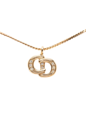 Christian Dior Pre-Owned 20th Century Gold Plated Rhinestone CD Logo Pendant Necklace costume necklace