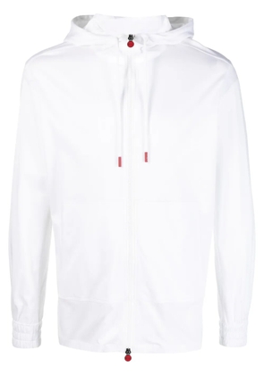 Kiton zip-up cotton drawstring hoodie - White