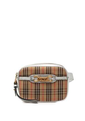 Burberry Pre-Owned 2012-2025 Haymarket Check Canvas 1983 Link belt bag - Silver