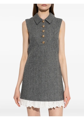 Self-Portrait lace-trim herringbone mini dress - Grey