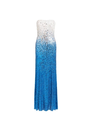 Jenny Packham strapless sequin-embellished maxi dress - Blue