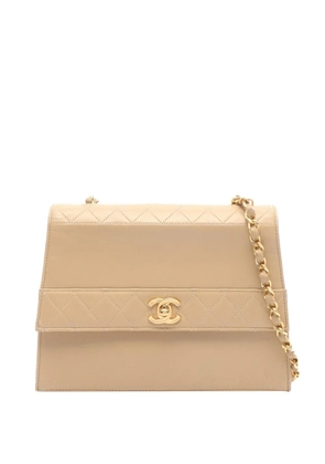 CHANEL Pre-Owned 1989-1991 CC Turnlock Trapezoid Flap shoulder bag - Neutrals