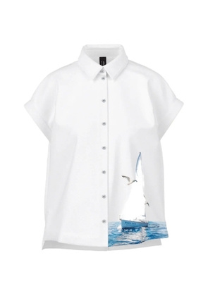 MARCCAIN button maritime-print shirt - White