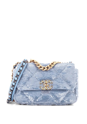 CHANEL Pre-Owned 19 Flap Bag Quilted Sequins Medium shoulder bag - Blue